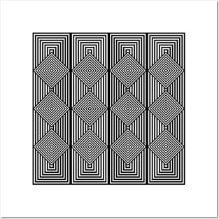 Optical Illusion V Black and White Posters and Art